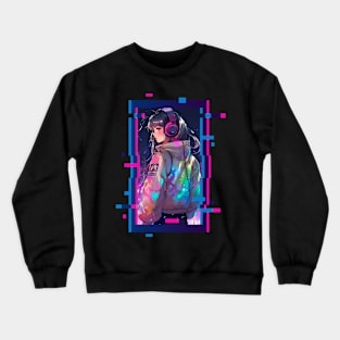 Cyber Futuristic Girl - Anime Shirt Crewneck Sweatshirt